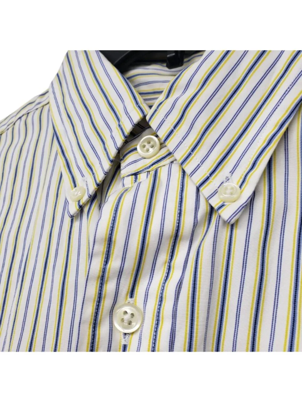 Ralph Lauren White Blue Yellow Stripe Button Down Shirt Mens 15 1/2 34 35